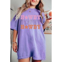 comfort colors howdy shirt oversized cowgirl graphic t shirt women's trendy western country concert tee sorority western