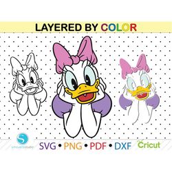 Daisy Duck svg, daisy duck clipart png dxf svg jpg, daisy duck for cricut, dxf cutting files, layered by color, vector f