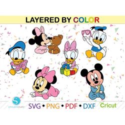 Mickey and minnie Mouse svg, donald and daisy duck,mickey friends bundle svg,baby shower, baby minnie mouse for cricut,l