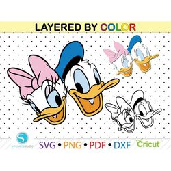 Donald Duck face head svg , Daisy Duck head face  svg, donald duck for cricut, daisy duck face, donald duck cut file, da