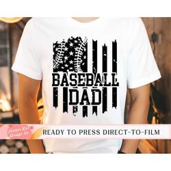 Baseball Dad American Flag, Baseball DTF Transfers, Ready to Press, T-shirt Transfers, Heat Transfer, Direct to Film, DT