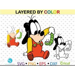 Baby Goofy svg, Layered Goofy cut file,baby goofy clipart for cricut, goofy svg layered by color