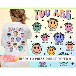 Bible Verse Smiley Faces DTF Transfers, Ready to Press, T-shirt Transfers, Heat Transfer, Direct to Film, Religious DTF