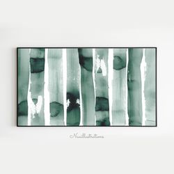 Samsung Frame TV Art Tree Trunk Abstract Bamboo Trees Watercolor Botanical Art in Green, Digital Download