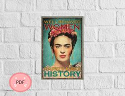 Frida Kahlo Cross Stitch Pattern,Portrait ,X Stitch Chart,Instant Download,Pdf,Frida Kahlo Poster