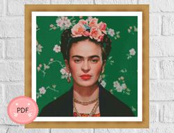 Frida Kahlo Cross Stitch Pattern,Portrait ,X Stitch Chart,Instant Download,Pdf,Full Coverage
