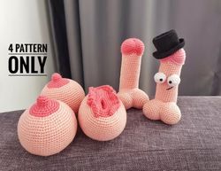 Crochet penises pattern, crochet vagina pattern, Amigurumi pattern for beginner, Crochet boobs Pdf photo tutorial,
