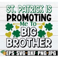 St. Patrick Is Promoting Me To Big Brother, St. Patrick's Day Baby Announcement,St. Patrick's Day Big Brother Announceme