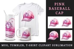 Sporty Swirls: Baseball Cap-Inspired Tumbler, Mug Wrap, and Clipart Collection