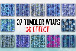 3D Blue Tumbler Wrap Design Bundle