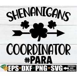 Shenanigans Coordinator, Para St. Patricks Day svg, Paraprofessional svg, Para St. Patricks Day Shirt svg, St. patrick's