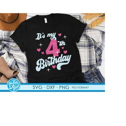 Cute Turning 4 years old svg 4th Birthday svg files for Cricut. Birthday Gift Turning 4 years old svg 4th Birthday png,