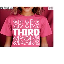 Third Grade Svgs | Back To School Shirt | First Day Of School | 3rd Grade Cut Files | Kids T-Shirt Designs | Elementary