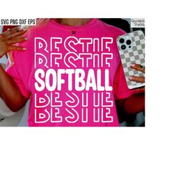 Softball Bestie Svg | Softball Team Pngs | Girls Softball Shirt Designs | Softball Cut Files | Player Best Friend | Soft