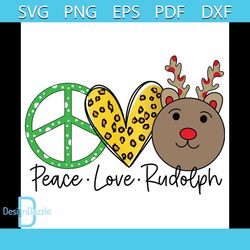 Peace Love Rudolph Png, Christmas Png, Peace Love Christmas Png