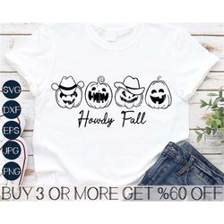 Howdy Fall SVG, Pumpkin SVG, Funny Halloween SVG, Western Svg, Cowgirl Svg, Thanksgiving Png Files for Cricut, Sublimati