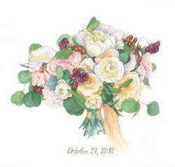 ORIGINAL Custom Wedding Bouquet Painting in Watercolor 8x11 Bridal flowers Anniversary gift for wife Personalized Gift
