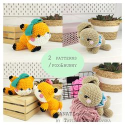 2 crochet patterns/fox and bunny