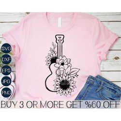 Floral Guitar SVG, Country Music SVG, Western SVG, Country Girl Svg, Cowgirl Svg, Png, Svg Files For Cricut, Sublimation