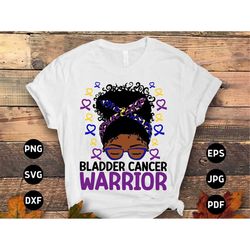 bladder cancer warrior afro messy bun svg, bladder cancer awareness svg png, bladder cancer ribbon support cricut file s