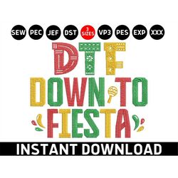 dtf down to fiesta applique, cinco de mayo taco embroidery, mexican fiesta pes file, mexican hat sombrero machine embroi