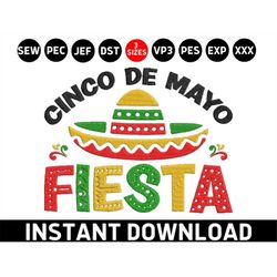 fiesta cinco de mayo taco embroidery, cinco de mayo fiesta dst, mexican fiesta pes file, mexican hat sombrero machine em