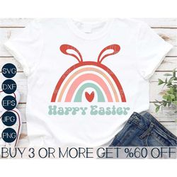 Happy Easter SVG, Rainbow SVG, Funny Kids Easter Shirt SVG, Bunny Ears Svg, Png, Svg Files For Cricut, Sublimation Desig