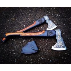 Handmade Carbon Steel Viking Axe real for men's with Sheath, Best gift NS-01