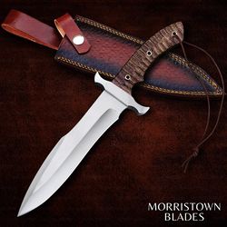 Large Bowie Knife With Sheath 13.5 Inches Mirror Polished D2 Stainless Steel Bowie Knife-Razor Sharp Custom Bowie Knife