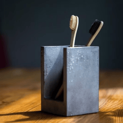 Concrete Toothbrush Stand - Modern Bathroom Organizer and Storage Solution