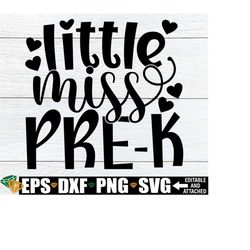 Little Miss Pre-K, First Day Of School svg, Girls Pre-K Shirt svg, Girls Preschool Shirt svg, Pre-K svg, Girls Preschool