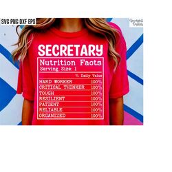 Secretary Gift Svg, Secretary Tshirt Designs, School Secretary Pngs, Nutritional Facts, Office Job Cut Files, Occupation