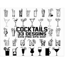 cocktails svg/ cocktail party svg/ cocktail clipart/ silhouette/ stencil/ cut file/ vector