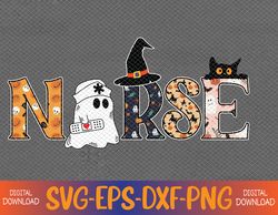 Spooky Halloween Nurse RN Cute Scrub Healthcare Cat Witch Svg, Eps, Png, Dxf, Digital Download