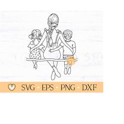 Mother with Son and Daughter svg, Mom of Boy and Girl svg