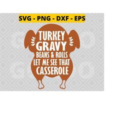 Turkey Gravy Beans And Rolls Let Me See That Casserole svg png dxf eps, Thanksgiving Day svg, thanksgiving Turkey svg
