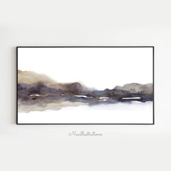 Samsung Frame TV Art Landscape Mountain Water Reflection Watercolor Neutral Minimalist Downloadable Digital Download