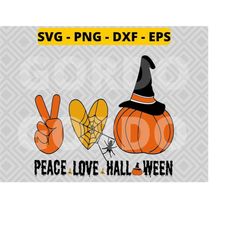 Peace Love Halloween svg png dxf eps, halloween pumpkin svg, Pumpkin Witch Halloween svg