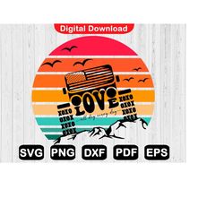 Retro Love Off Road Svg, Retro Valentines Day Gift, Retro 4x4 Design, US Off Road Sunset Svg, Vinyl Decal Svg, Clipart,