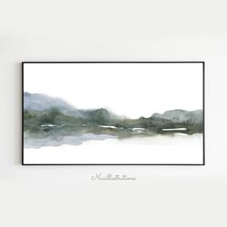 Samsung Frame TV Art Landscape Mountain Water Reflection Watercolor Gray Minimalist Downloadable Digital Download