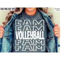 Volleyball Fam Svg | Family Tshirt Designs | V-ball Competition | Volley Cut Files | Vball Player Pngs | Game | Matching