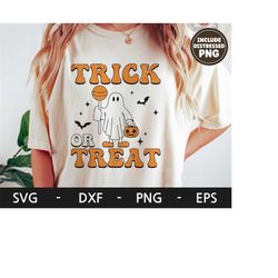Trick or Treat svg, Halloween shirt, Retro svg, Ghost svg, Spooky svg, ,Autumn svg, dxf, png, eps, svg files for cricut