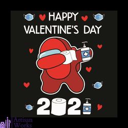 Happy Valentine Day 2021 Among Us Svg, Valentine Svg, Valentine Day Svg, Quarantined 2021 Svg, Dabbing Impostor Svg, Amo