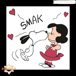 Smak Snoopy Lucy Svg, Valentines Svg, Snoopy Svg, Lucy Svg, Kissing Svg, Hearts Svg, Snoopy Kisses Lucy Svg, Snoopy Love