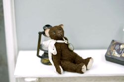 handmade teddy bear, small red bear, miniature toy handmade toy home decor collection vintage bear dollhouse accessory g