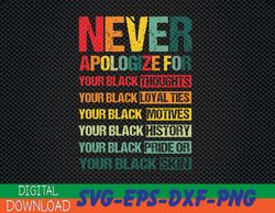Juneteenth Black Pride Never Apologize For Your Blackness Svg, Eps, Png, Dxf, Digital Download