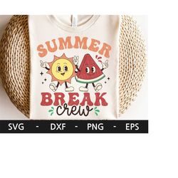 Summer break crew svg, Beach Shirt svg, Vacation shirt svg, Sunset svg, Watermelon svg, Retro svg, dxf, png, eps, svg fi