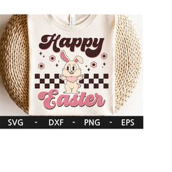 Happy Easter svg, Easter Shirt, Funny Easter, Retro Bunny svg, Rabbit, Kid Easter, Shirt Design, dxf, png, eps, svg file