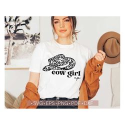 Cowgirl Up Svg Png, Cowgirl Svg Shirt Design, Leopard Cowboy Hat Svg, Western Svg Girl, Farm life Svg Cut File Cricut, I