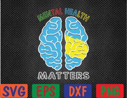 Colorful Brain, Mental Health Awareness Svg, Eps, Png, Dxf, Digital Download